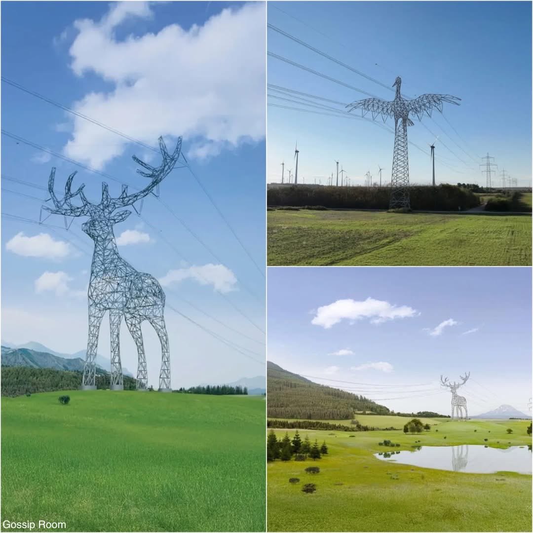 GossipRoomOff's tweet photo. 🚨 En Autriche, des pylônes électriques prennent la forme d’animaux géants pour embellir le paysage. 

Lancé par le gestionnaire du réseau de transport d’électricité Austrian Power Grid, ce concept poétique vise à mêler ingénierie et art, faisant des lignes à haute tension de véritables sculptures monumentales. 

Lauréat du Red Dot Design Award 2025, le projet montre qu’électricité et esthétique peuvent coexister de manière originale et surprenante. ⚡🦒 (via Creapills)