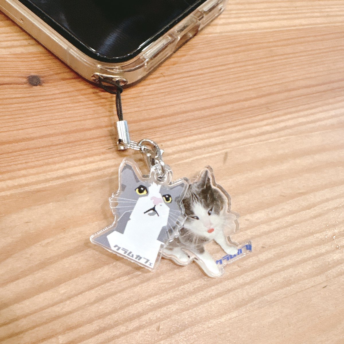 ☆透かしクマさんが綺麗Cafe猫ちゃんチャーム☆A くま キーホルダー