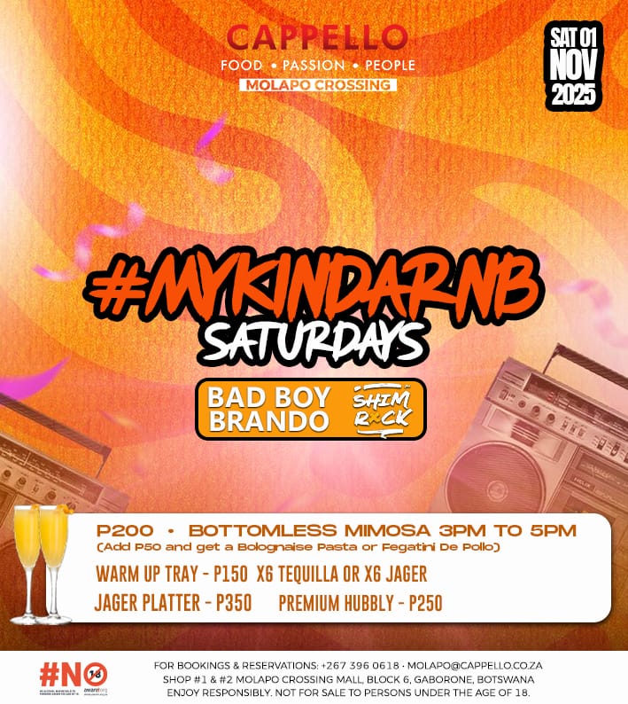 MyKindaRnBSaturdays
📍 <a href="/Cappello/">Cappello</a> Molapo
🕓 4PM – Late
Hosted by Bad Boy <a href="/Brando/">Brandon Russell</a> Keabilwe <a href="/magagula/">Bonnie</a> constable 
Music Orchestrated by <a href="/Shimrock/">shimrock</a>™ 
When the sun drops,the vibes rise — we don’t press pause, we press PLAY 
Smooth vocals. Dirty lyrics.Clean outfits. 
#fypage
#trending