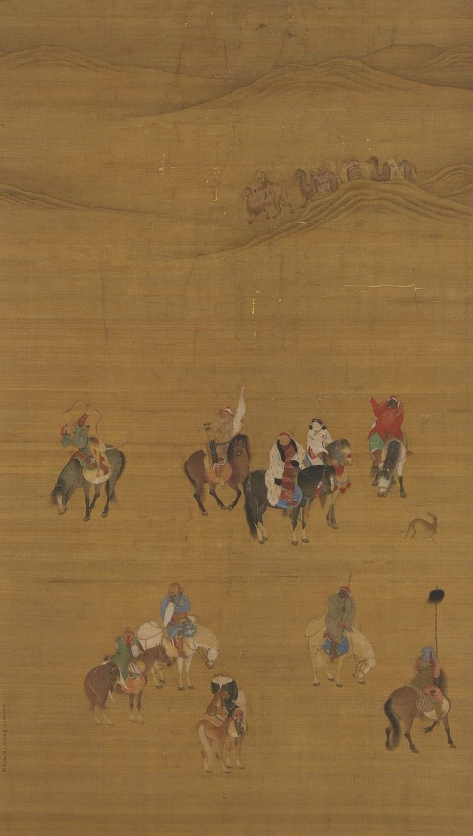 Юань гүрний үеийн зураач Ли Гуандо-гийн бүтээсэн Хубилай хааны ан ав гэх зураг. Хаантан намар цагт говь нутагт ан хийж явааг харуулжээ. Бээжингийн ойр тойронд том ан ав хийх нутаг хомс учир 2 өдөрчийн газар хойд зүгрүү Говь нутагт ан хийдэг гэж Марко Полагийн тэмдэглэлд байдаг.