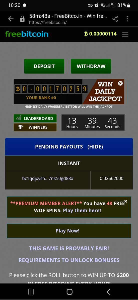denfreakin83074's tweet photo. @freebitco Return my deposit. I've been waiting for 126 days https://t.co/mKQ4YTpIGX