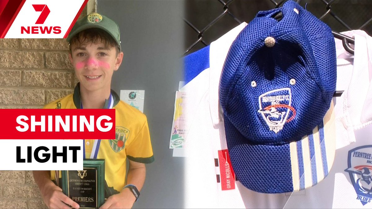 The parents of a Melbourne teen killed in a cricket training mishap have described their son as a "shining light". A shrine to the rising star is growing at Ferntree Gully as Australia’s cricket community tries to comprehend the tragedy. youtu.be/GiY4RKRvDvs <a href="/jacstanley7/">Jacqueline Stanley</a>