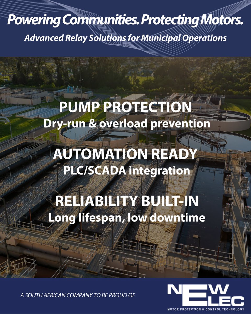 Municipalities face massive pressure to deliver critical services from clean water and safe wastewater treatment to uninterrupted power distribution. 

Learn more about how we keep municipalities resilient at: newelec.co.za/motor-protecti…

#MunicipalInfrastructure #MotorProtection
