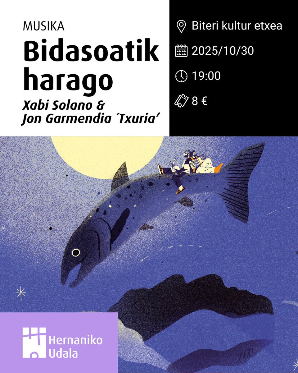 Hernaniko Udala (@hernanikoudala) on Twitter photo Gaur 'Bidasoatik harago' estreinatuko dute Xabi Solanok eta <a href="/txuriya/">jon garmendia</a>-k Hernanin.
Sarrerak agortuta daude. Gaur 'Bidasoatik harago' estreinatuko dute Xabi Solanok eta <a href="/txuriya/">jon garmendia</a>-k Hernanin.
Sarrerak agortuta daude.