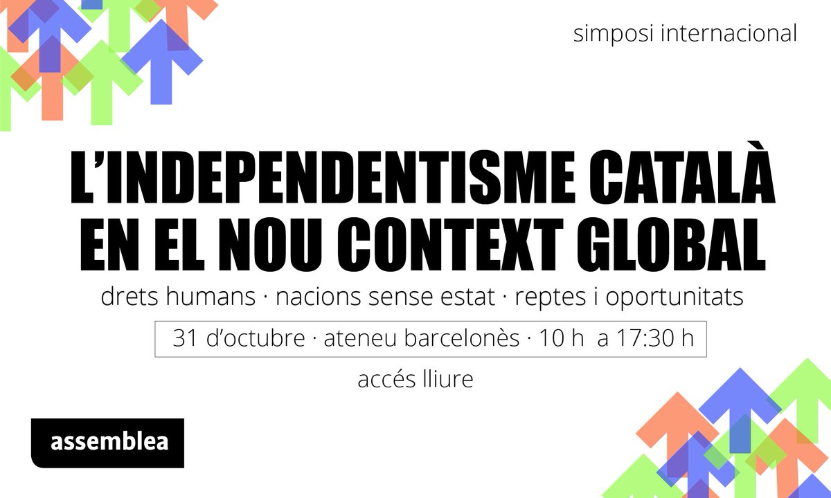 Amb Lluís Llach, Elisenda Paluzie, Vicent Partal, Núria Franco, Abel Riu, Pello Urzelai, John Pecker, Neus Torbisco, Timothy Waters i Henry Ettinghausen.
📅 Divendres 31
📌 Ateneu Barcelonès, BCN 
assemblea.cat/lassemblea-org…
No us ho perdeu!