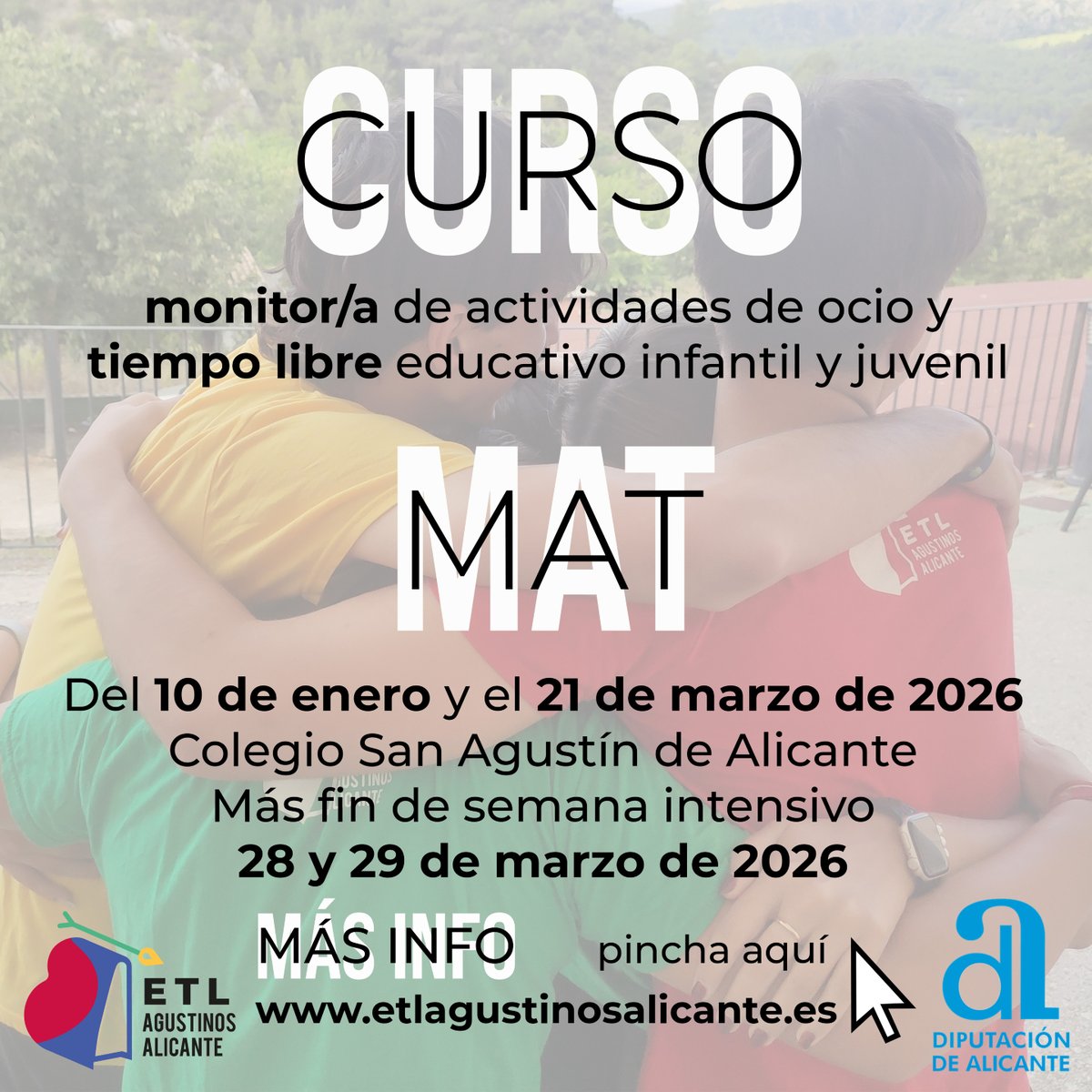 Nuevo curso Monitor de Actividades de Tiempo Libre de la  Etl Agustinos Alicante  con reconocimiento oficial del IVAJ y con validez en toda España. Consulta las fechas y toda la info