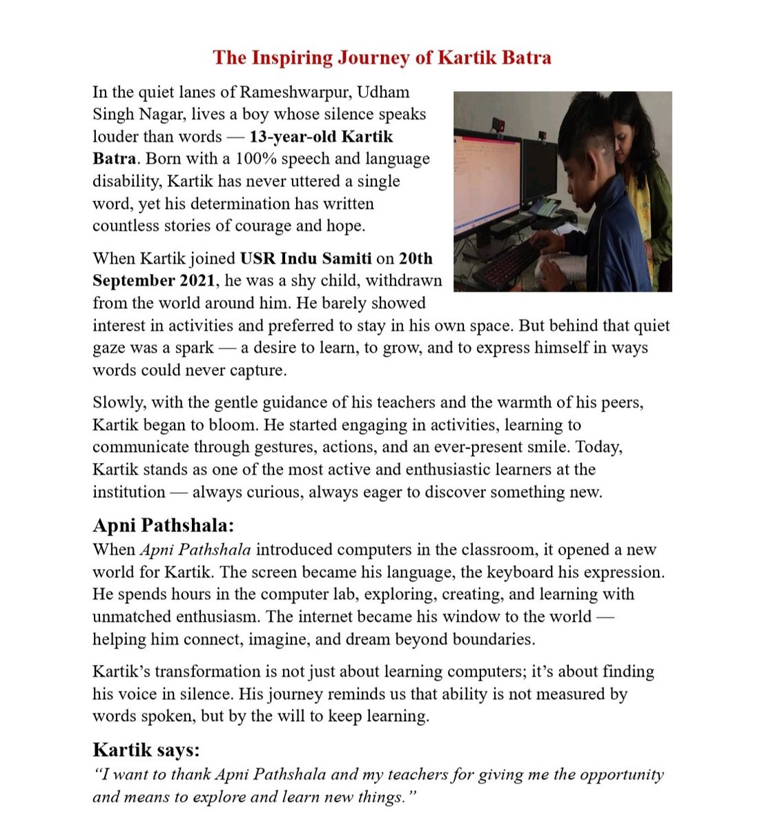 malpani's tweet image. How apnipathshala.org is changing the life of differently abled students !