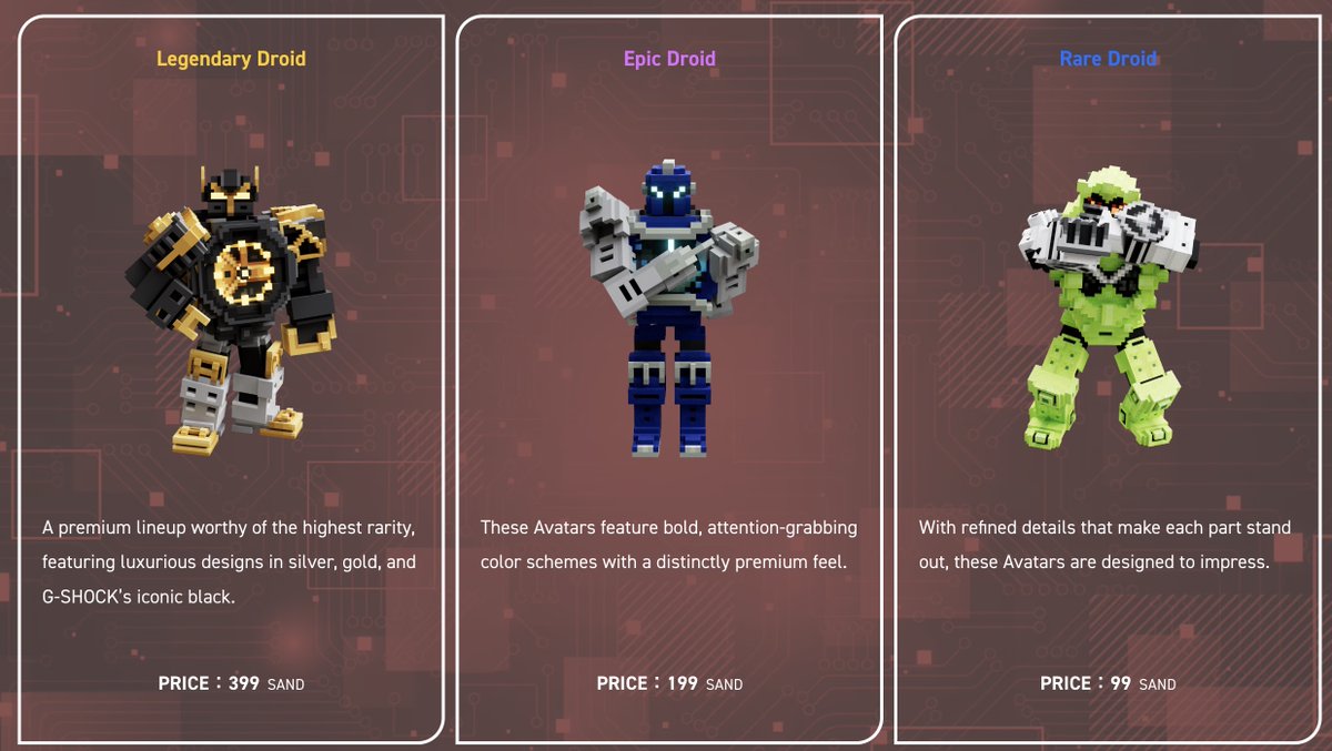 💎 G-SHOCK DROID | Rarity Introduction II 💎

The “G-SHOCK DROID” series symbolizes toughness and design.
This time, we’re introducing a higher-ranked model that radiates presence and premium appeal.

⌚️ Rare Droid
Characterized by refined details and striking color contrast.
An