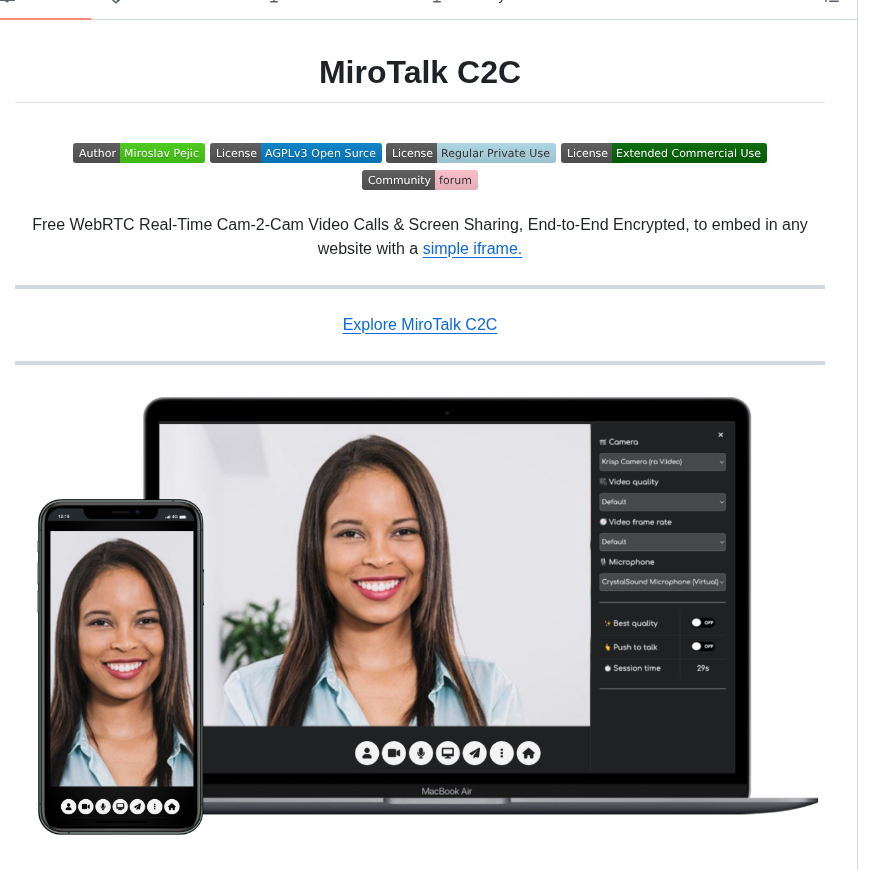 tom_doerr's tweet image. WebRTC video calls and screen sharing embeddable with an iframe