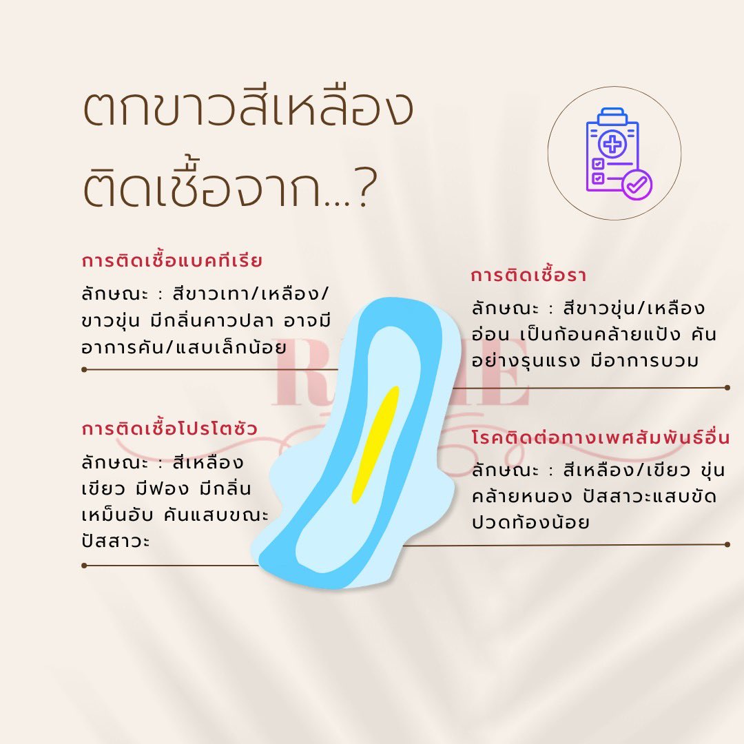 rixiewomen's tweet photo. 🟡 ตกขาวสีเหลือง : ติดเชื้อจากอะไร? https://t.co/yZyentrlxn