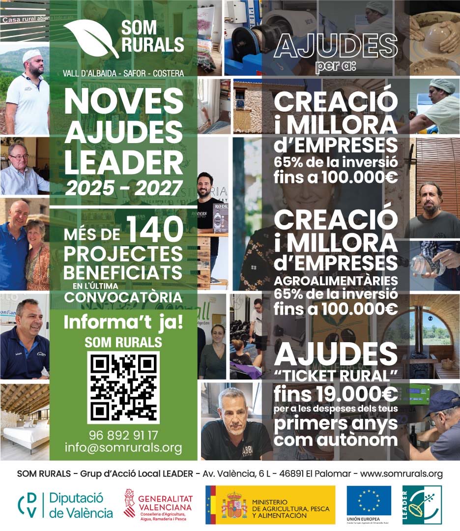 📣 Oberta fins al 30 de novembre una nova convocatòria d'ajudes per a millorar o crear una empresa.
ℹ️ Informació: somrurals.org