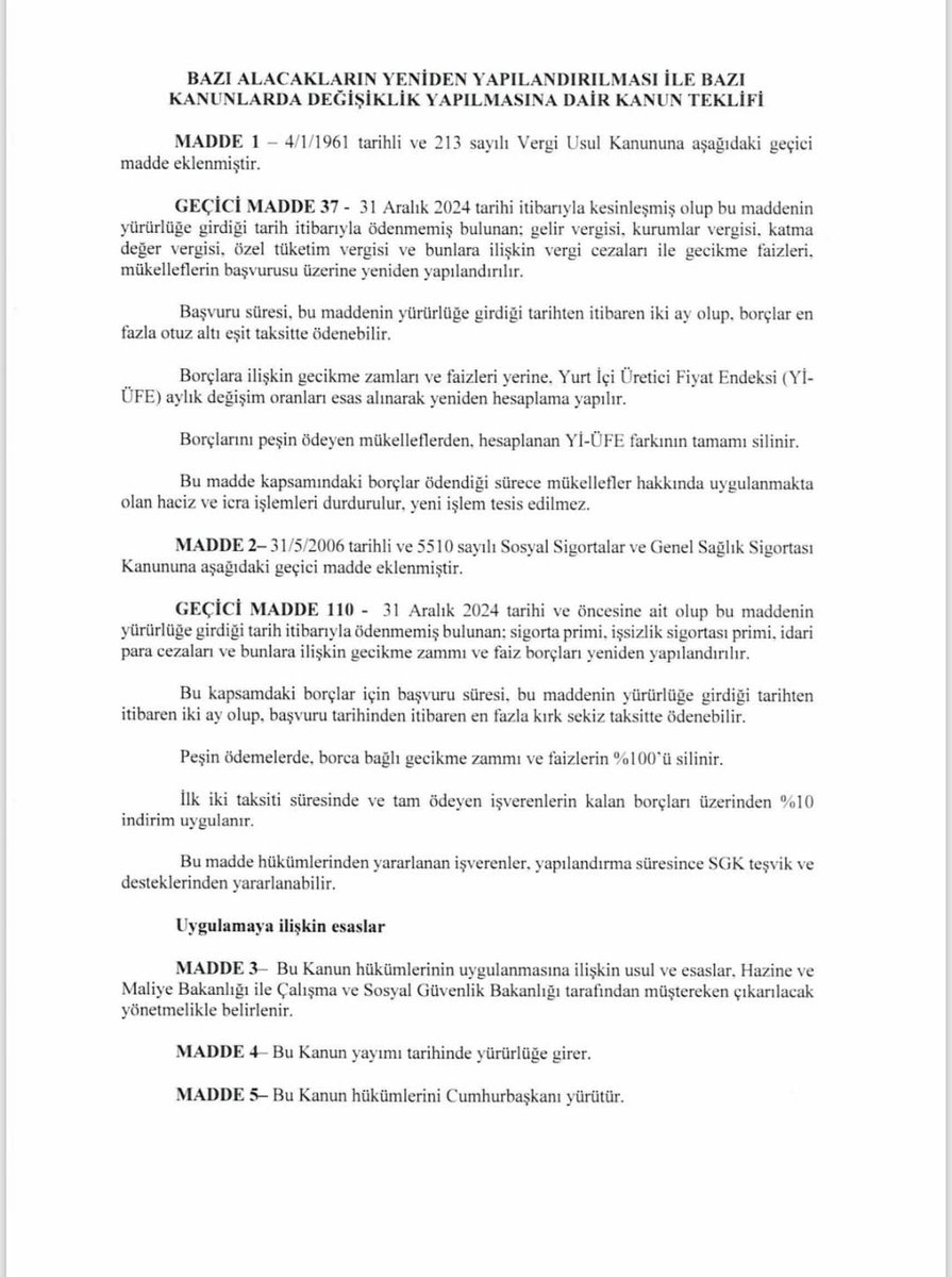 🔴Esnaf, KOBİ ve sanayicilere nefes aldıracak olan kanun teklifimizi Meclis'e sunduk.

🔴Yasalaşması halinde bu teklif, ekonomik sıkıntılar nedeniyle vergi ve SGK borçlarını ödemekte zorlanan işletmelere yönelik önemli bir yapılandırma imkânı getirecektir.⤵️