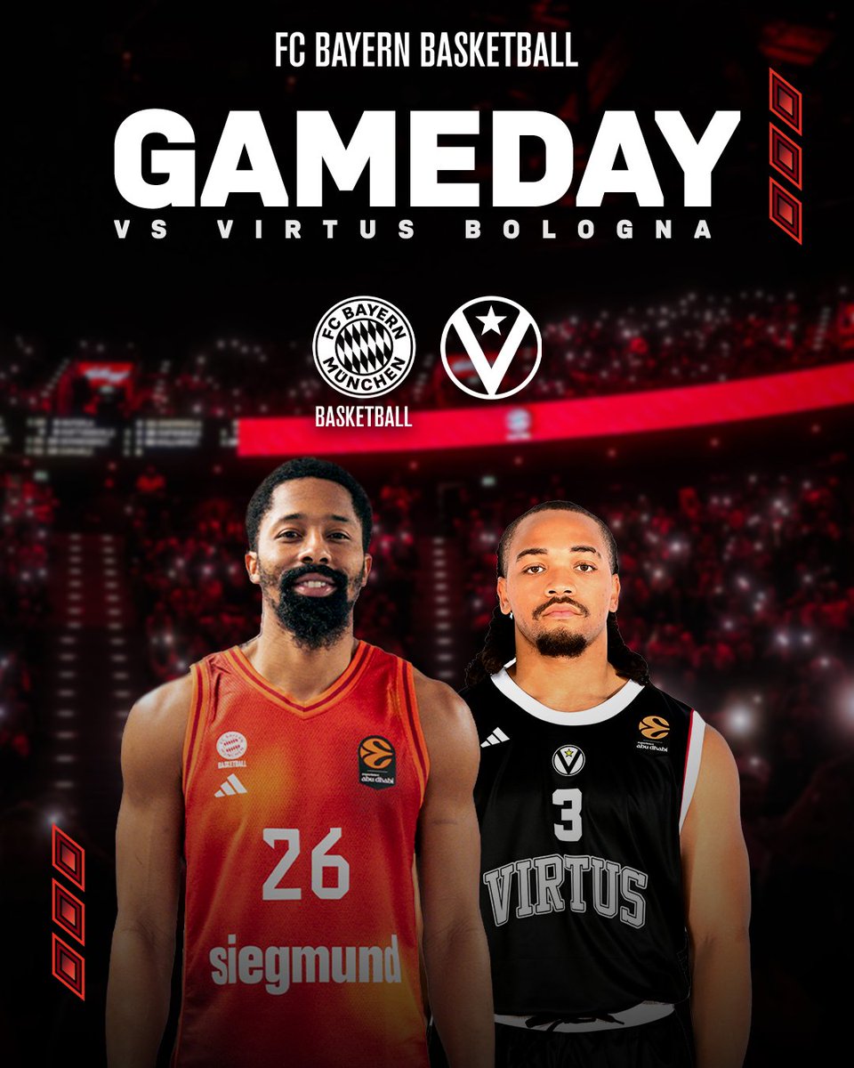 FCBBasketball's tweet photo. ๐ฝ๐๐ ๐๐ผ๐๐ coming up ๐ฅ
๐ @EuroLeague
๐ @VirtusBo
๐ 20:30 CET
๐ @SAPGarden
๐๏ธ https://t.co/sds88dxFXH
๐บ Live on #MagentaSport
๐ฐ๐บ๐ธ https://t.co/unbSGyUfHZ
๐ฐ๐ฉ๐ช https://t.co/vBMwrnfRvt
#FCBB #WeBallTogether #BAYVIR https://t.co/OZLVUXeyS8