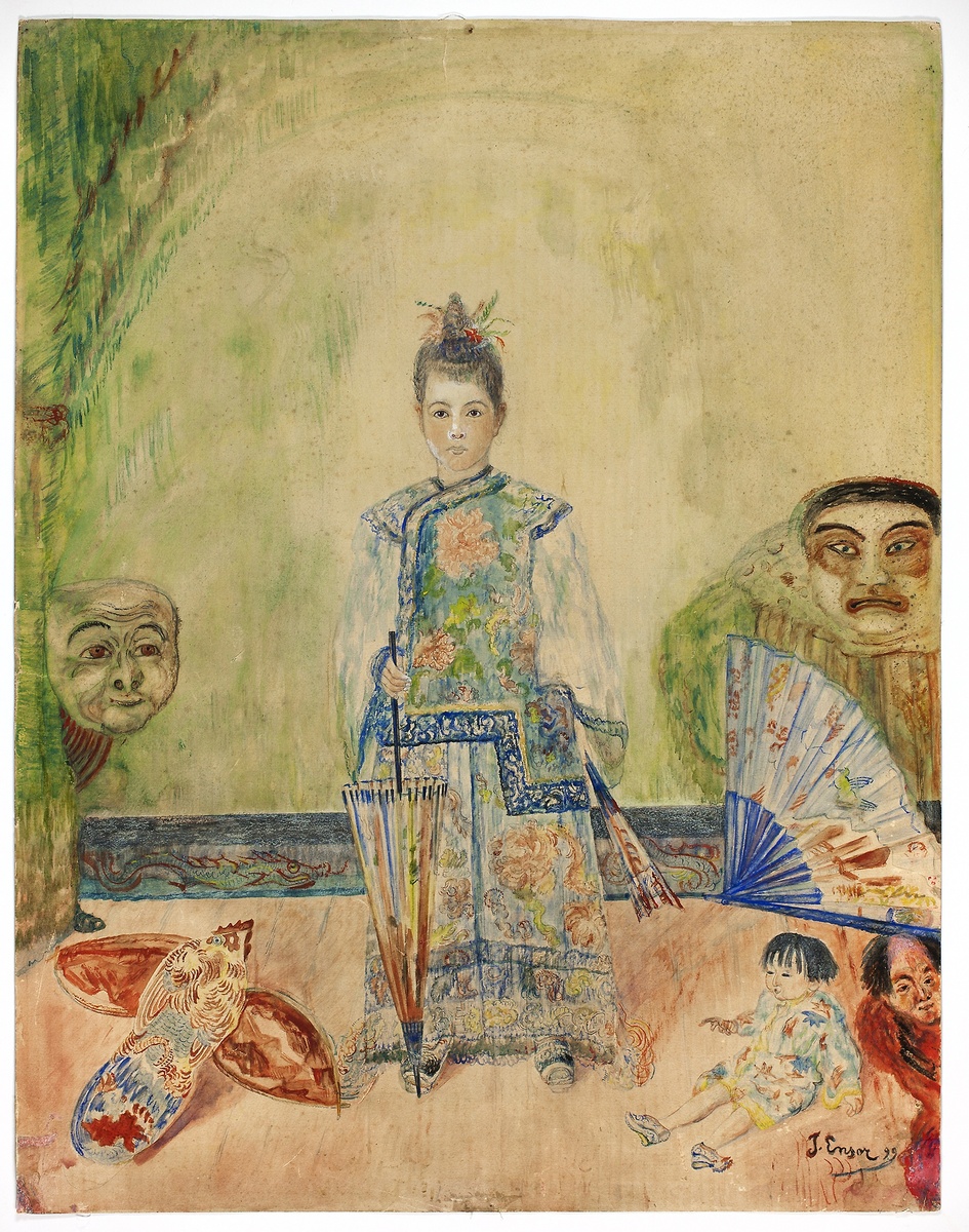 ArtistEnsor's tweet image. Portrait of the Artist&apos;s Niece in Chinese Costume #artbots #ensor