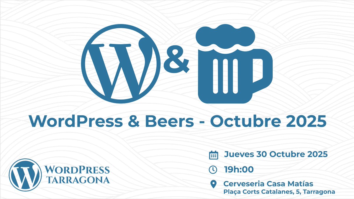 jdevelopia's tweet image. Nos vemos esta tarde en Tarragona, en Casa Matías ;) - Confirma tu asistencia en meetup.com/wordpresstarra…
