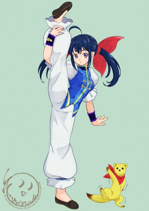 以前描こうと言ってた双葉ほたるCtoWデザで初描き なんとなくI字バランスでイトカツも添えて #格ゲーキャラ描こうぜ #餓狼伝説