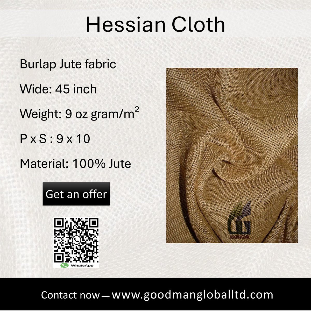 Goodman_Global's tweet image. 45-inch Wide 9 oz Burlap Hessian Cloth
👉 goodmangloballtd.com 👉 @Goodman_Global

#jutefabric #hessian #hessianfabric #hessiancloth  #burlapfabric #burlapcloth #crochetbag #ziperpouch #acessorios #totebagcanvas #jutebag #jutehessianfabric #burlapfabric #burlapjutefabric