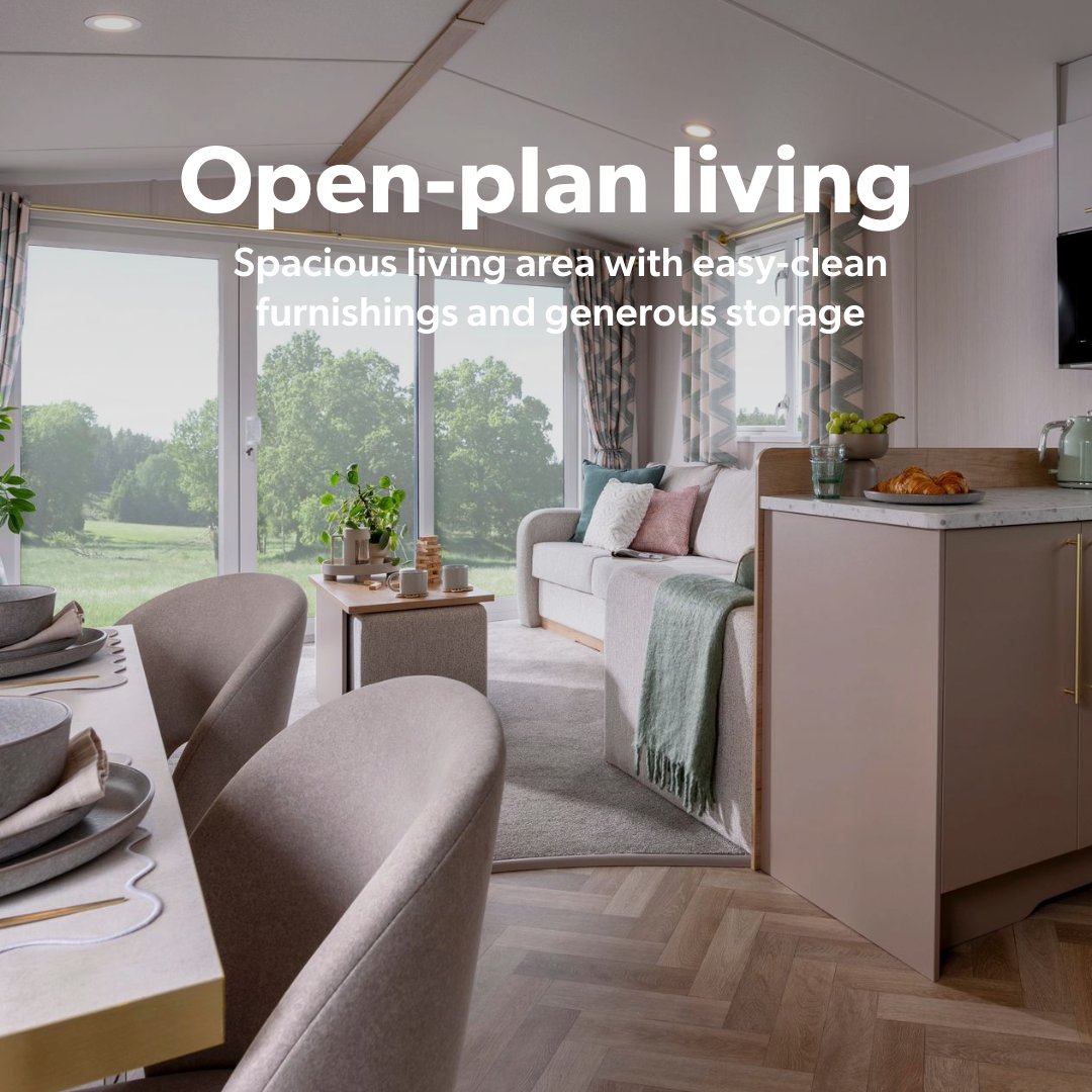 swiftgroup's tweet image. Meet the Burgundy, a standout model in the Swift Holiday Homes range 😍
With a soft interior scheme consisting of muted pinks, mint green, and pops of gold, the open plan living space is bright and inviting, and the integrated appliances make everyday living easy. 
Built with…