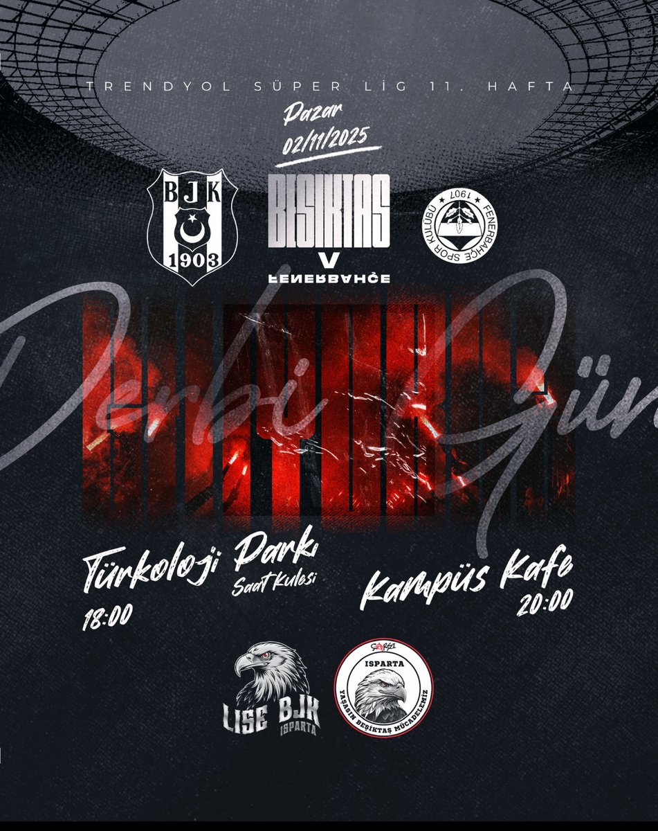 ”BU ŞEHİRDE TEK BİR SES YANKILANIR:BEŞİKTAŞ!”

Derbi günü Beşiktaş’ımızı fenerbahçe karşısında yalnız bırakmıyoruz. Maç günü Türkoloji Parkında saat 18:00’da buluşuyor, meşaleler besteler halinde Kampüs Cafe’ye yürüyoruz. Beşiktaş’ımızı kalbimizle destekliyoruz.

<a href="/forzabesiktas/">çArşı</a>