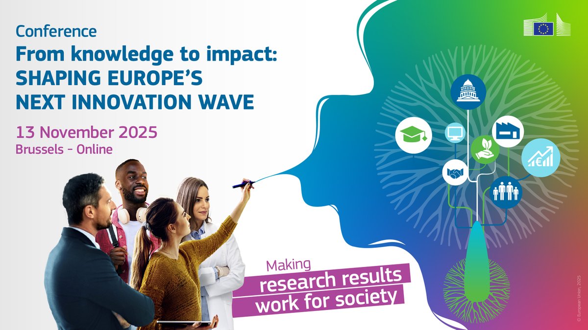 Excited for the Knowledge Valorisation flagship conference on 13 November! Dive into sessions on turning research into startups &amp; boosting industry-academia ties. 

Register now to attend in person or online &amp; get plenty of expert insights! 📅🔗link.europa.eu/4GHrW7
