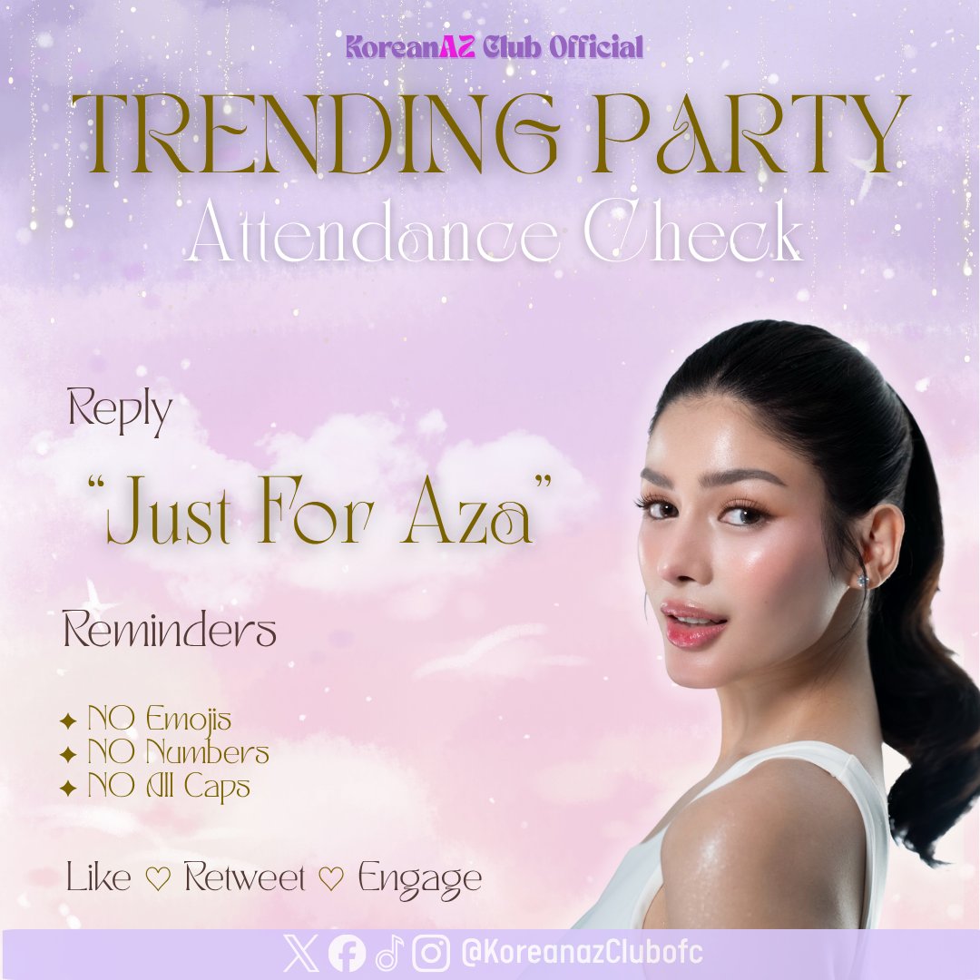 Koreanaz_Trends's tweet photo. TRENDS PARTY START NOW!!!

reply "Just for Aza"thirty time using our official tagline below.

OFFICIAL TAGLINE:
BREEZElympics WITH AZ
#BREEZExAZ | #AzMartinez https://t.co/tEyZ7X1UQ1