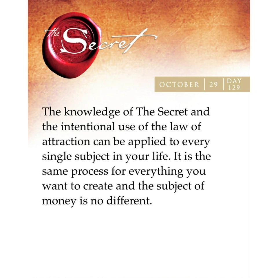 thesecret's tweet image. &quot;The knowledge of The Secret and the intentional use of the law of attraction can be applied to every single subject in your life. It is the same process for everything you want to create and the subject of money is no different.&quot; Learn this power you have to manifest your dream…