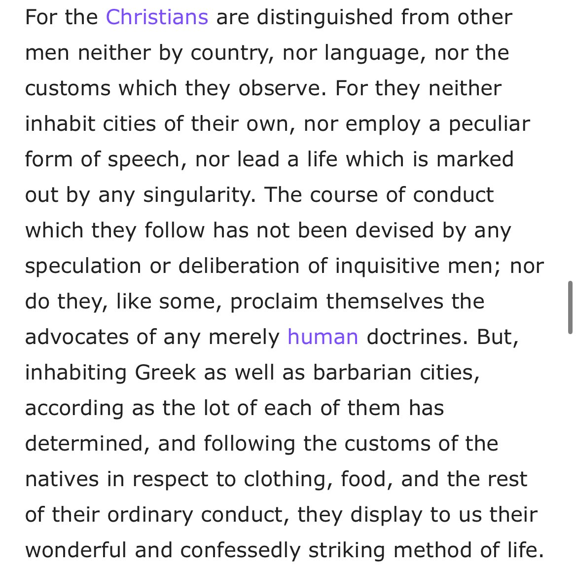 Reminder that Christians have always been ordinary people. (From the 2nd C. Epistle to Diognetus)