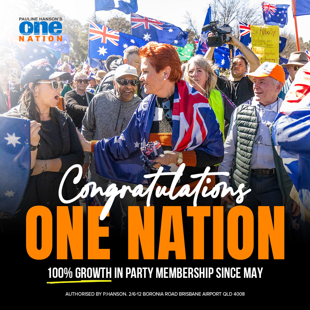 BREAKING: This afternoon we can confirm One Nation has increased it membership by exactly 100% since May. This is what a surge looks like. Australian politics is about to look a lot different. A massive thank you to each and every member who has joined and who are now powering