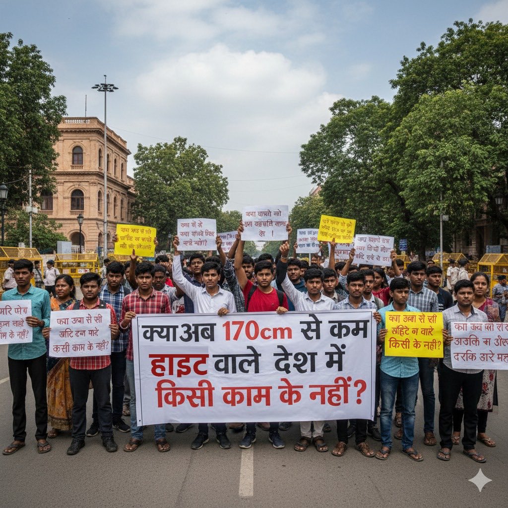 MeghaAccount's tweet image. क्या अब 170cm से कम हाइट होना गुनाह है?
मेहनत, योग्यता, ईमानदारी सब बेकार — अगर कद नहीं तो काम नहीं!
देश तरक्की नहीं, कद देखकर भर्ती कर रहा है क्या?
अब आवाज़ उठेगी — क्योंकि हम छोटे नहीं, सिस्टम छोटा है! 💥
#HeightDiscrimination #SystemChange #YouthProtest