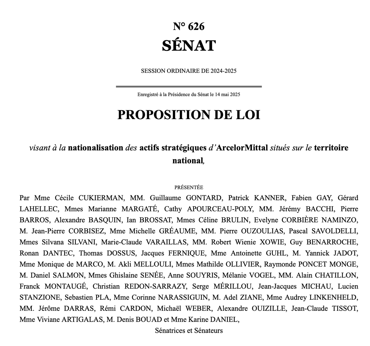 Au Sénat, la gauche pousse pour la nationalisation des sites d’ArcelorMittal en France <a href="/publicsenat/">Public Sénat</a> publicsenat.fr/actualites/eco…