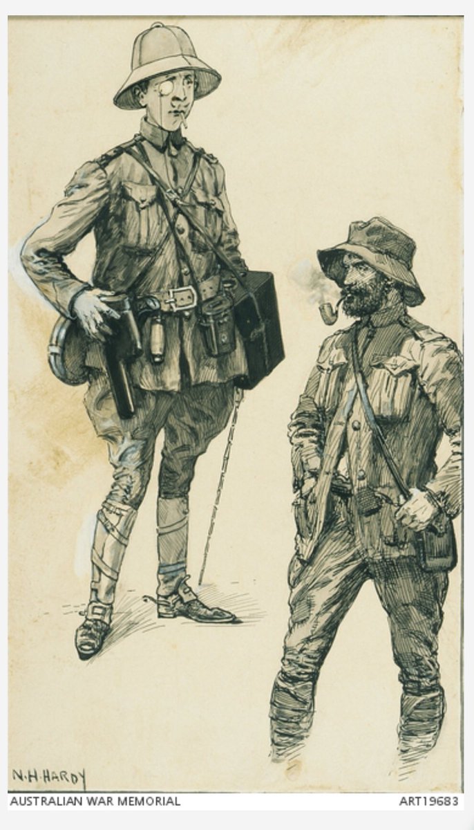 adefty's tweet image. Continuing to collect artworks relating to intelligence. Struck by these from @AWMemorial ‘Imperial and Colonial Intelligence Officers’ (1901) by Norman Hardy and untitled portrait of a member of the Australian Intelligence Corps, Afghanistan (2013) by Campbell Myers #ArtofSpying