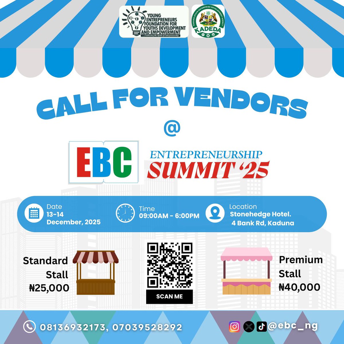 ebc_ng's tweet photo. Be Seen. Be Heard. Be a Vendor!

🌟 EBC Entrepreneurship Summit 2025 | Dec 13-14

Food • Fashion • Crafts • SMEs • Tech

Showcase your brand, connect with buyers, and grow your business!

🚀 Limited vendor slots available — secure yours today.

https://t.co/DWWSTEK42H https://t.co/JW52ZbALON