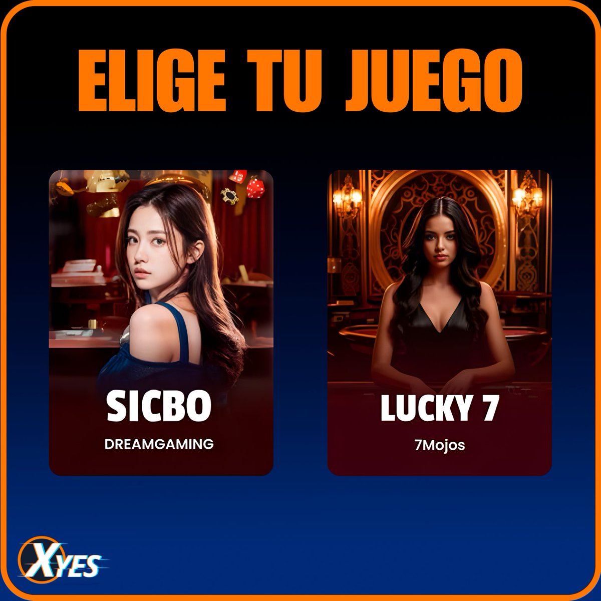XYesofficialES's tweet photo. 🎲 Elige tu juego — Sic Bo o Lucky 7?

#XYes #LiveCasino https://t.co/tx1bfishol