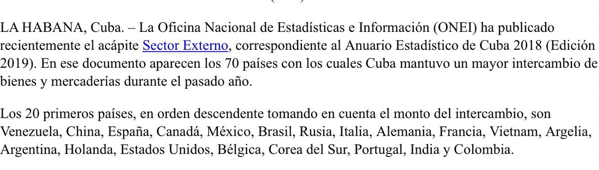 <a href="/DeputySecState/">Christopher Landau</a> <a href="/SRE_mx/">Relaciones Exteriores</a> <a href="/HVasconcelos_/">Héctor Vasconcelos</a> <a href="/MexOnu/">Misión de México ONU</a> .<a href="/SRE_mx/">Relaciones Exteriores</a> 

Lo que existe entre Estados Unidos y #Cuba es un EMBARGO, NO un “bloqueo”.

Cuba mantiene relaciones comerciales con al menos 70 países … incluyendo a los Estados Unidos … de quienes compra alimentos.

Tiempo de dejar la falsa narrativa.