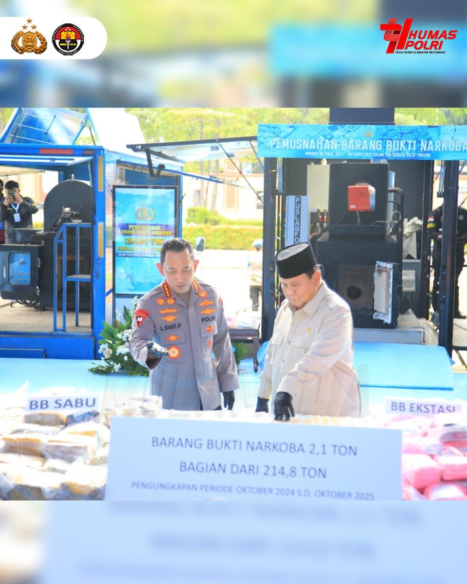 Presiden RI Jenderal TNI (Purn.) Prabowo Subianto, memberikan apresiasi kepada Polri yang dinilai berhasil menjalankan arahan di awal pemerintahannya, khususnya dalam pemberantasan narkoba. Pada kegiatan pemusnahan barang bukti narkoba seberat 214,84 ton di Lapangan Bhayangkara