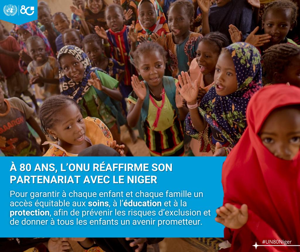 #UN80: Investir dans l’éducation des enfants et des jeunes, c’est investir dans l’avenir du Niger. Les Nations Unies soutiennent cet engagement national.

#UN80Niger
 #OneUN #RanarUN