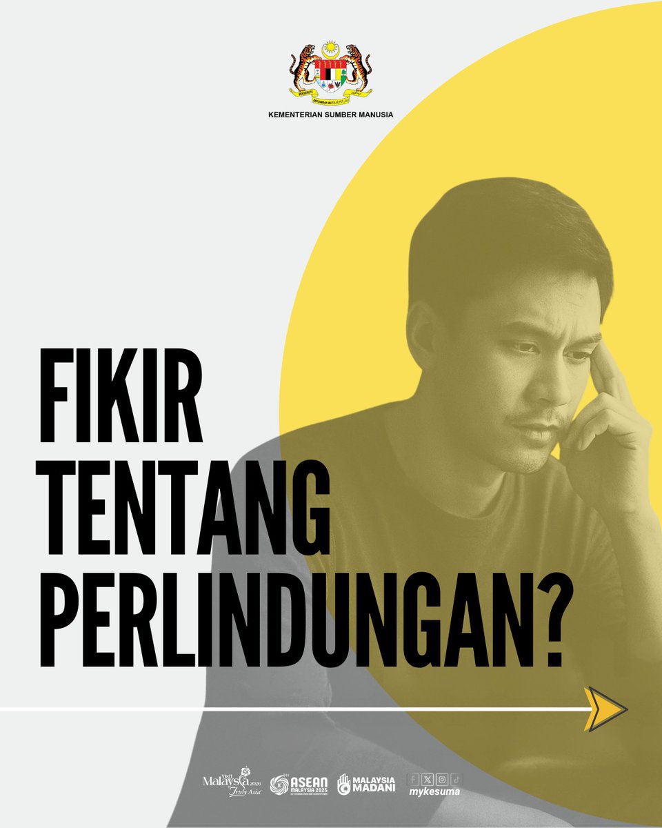 Pernah terfikir? 🤔  
Kalau kemalangan berlaku luar waktu kerja, siapa lindung kita?  
Ramai pernah alami, tapi tak semua dilindungi.  

Kini, #KESUMA &amp; #PERKESO usahakan perlindungan baharu – lebih luas, lebih adil.  

Tak lama lagi, anda akan faham kenapa ini penting.