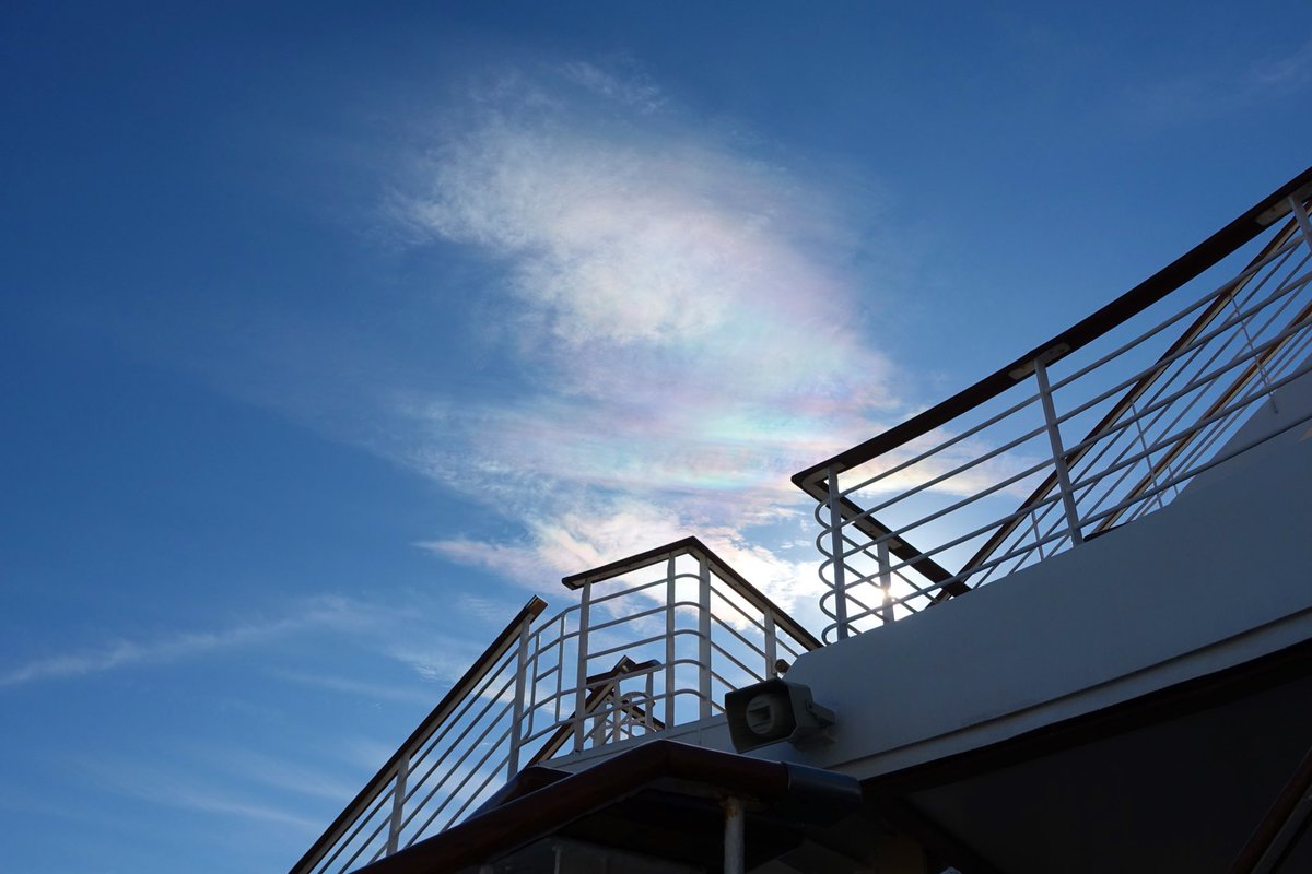 14fune's tweet photo. 境港出ました〜さよなら〜
停泊中に彩雲見られました🌈
#ダイヤモンドプリンセス #M523 https://t.co/J51baSQAdS