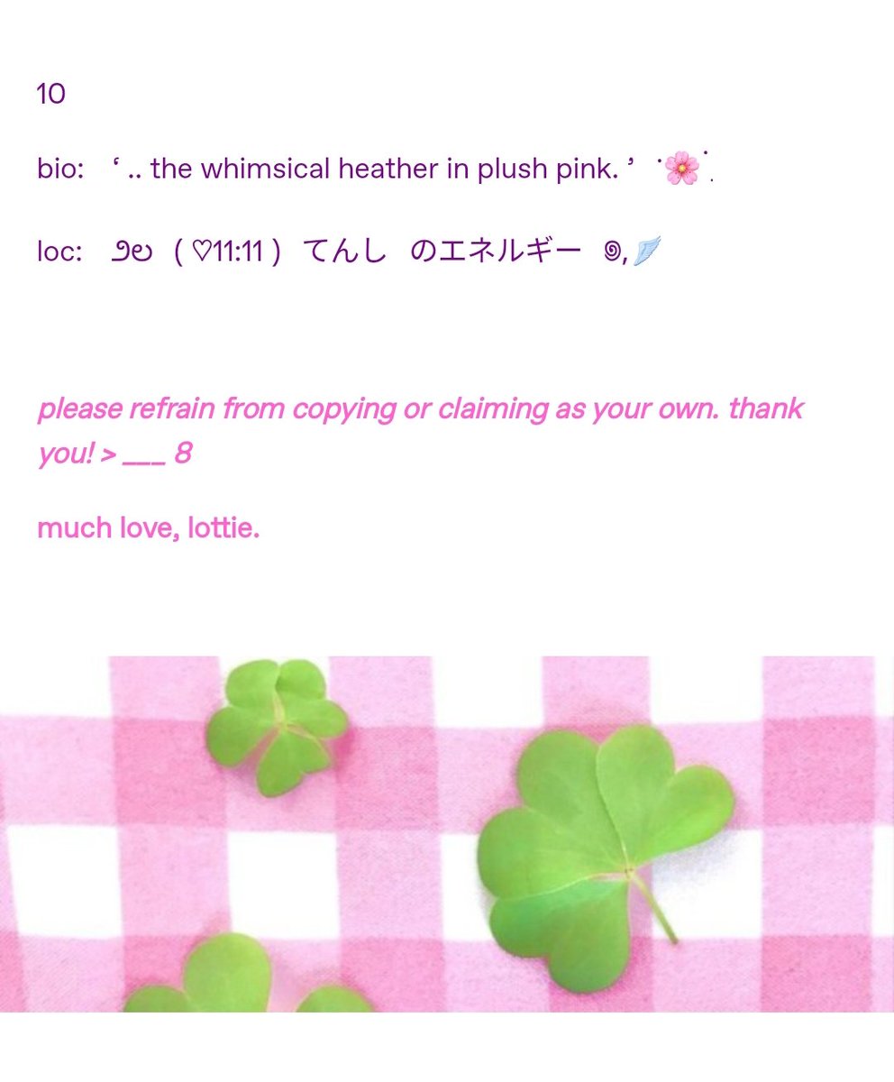 silkenbrush's tweet image. 🩷, repost is so loved!  #zonauang

hai, haaai! :3c aku punya 10 bundle short wording bio + loc ( mix japan ) seharga 4.000 per bundle yang siap untuk dimiliki! ⭐ kalau kalian berminat, bisa langsung dm atau hubungi aku di t.me/lucky_girl_club. terima kasih! n __ &amp;lt;8