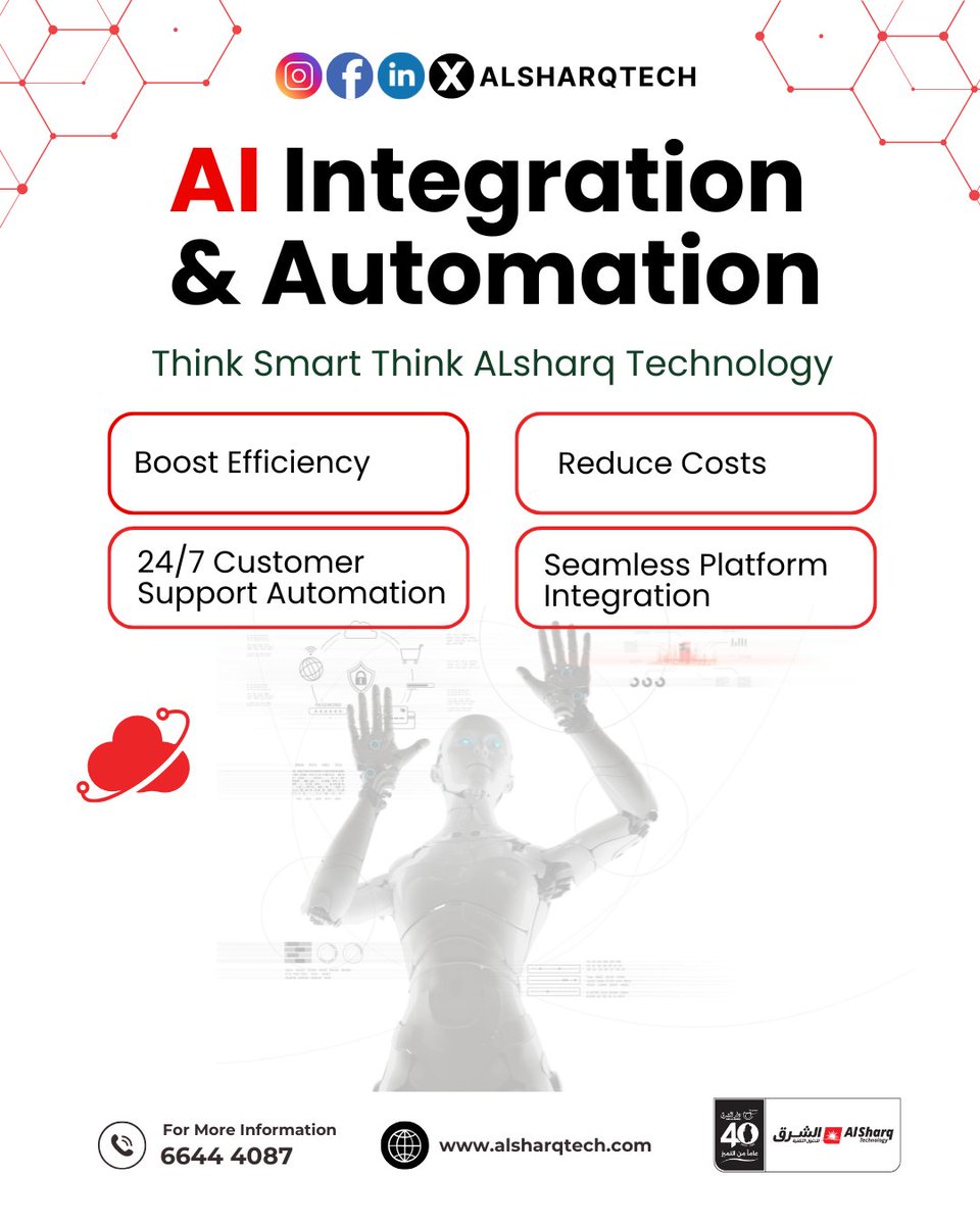 alsharqtech's tweet image. 🤖 AI integration &amp;amp; automation that deliver results.
 Al Sharq Technology: RPA workflows • chatbots/copilots • predictive analytics • ERP/CRM integration.
📲 DM “AI” for a free assessment.
#AIIntegration #Automation #AlSharqTechnology #QatarBusiness #DigitalTransformation
🤖…