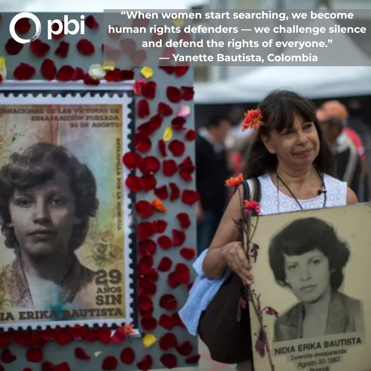 “When women start searching, we become human rights defenders.”

Yanette Bautista’s courage helped pass Colombia’s Law 2364 — the first to recognise women searching for the disappeared.

Her story ➡️ bit.ly/PBIrise

#WomensRights #Justice #TogetherWeRise