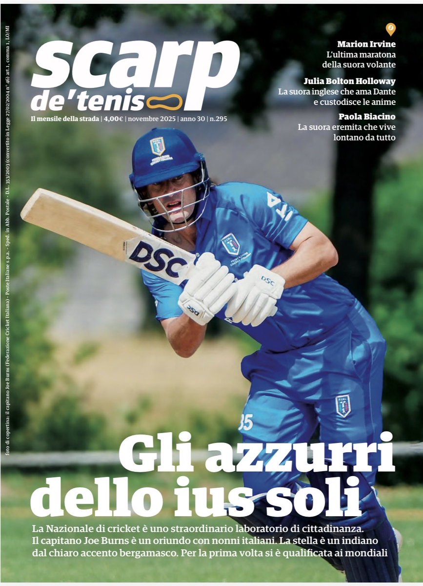 Ecco <a href="/scarpdetenis/">Scarp de' tenis</a> di novembre. La Nazionale italiana di cricket, straordinario laboratorio di cittadinanza; la suora volante, la suora che ama Dante e custodisce le anime, la suora eremita. E un focus sul volontariato. Da oggi su shop.scarpdetenis.it da sabato in strada.