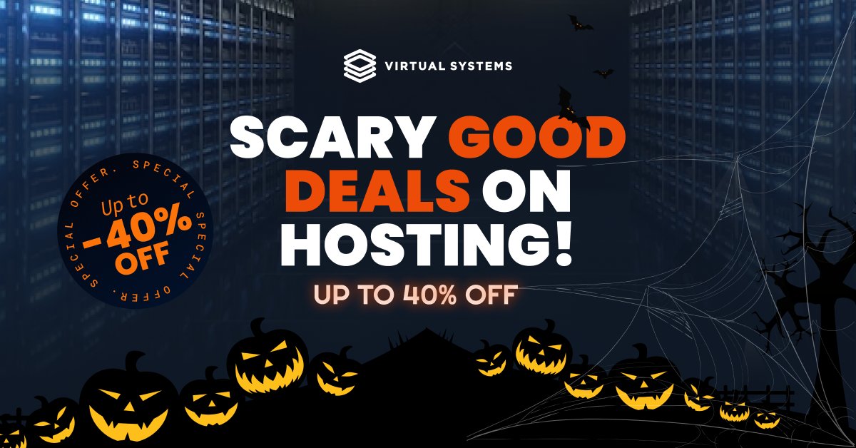 VSYShost's tweet photo. 🎃 BOOO! Scary good deals are back.
Get up to 40% off on Dedicated Servers & Storage VPS this Halloween.
🗓️ Sale runs through the start of November — don’t miss it.
👉 https://t.co/4Erg4n2Pco
#HalloweenSale #DedicatedServers #StorageVPS #VPS #VSYSHost https://t.co/xxb6HlGZ2S
