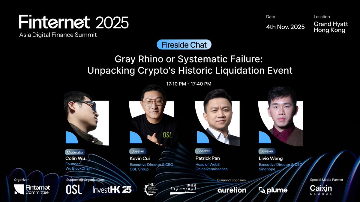 What really happened during crypto’s largest liquidation event — and what does it reveal about market structure, leverage, and institutional resilience? 🔥

Featuring:
🎙️ Colin Wu, Founder, Wu Blockchain <a href="/WuBlockchain/">Wu Blockchain</a> 
🎙️ Kevin Cui, Executive Director &amp; CEO, OSL <a href="/osldotcom/">OSL</a> 
🎙️