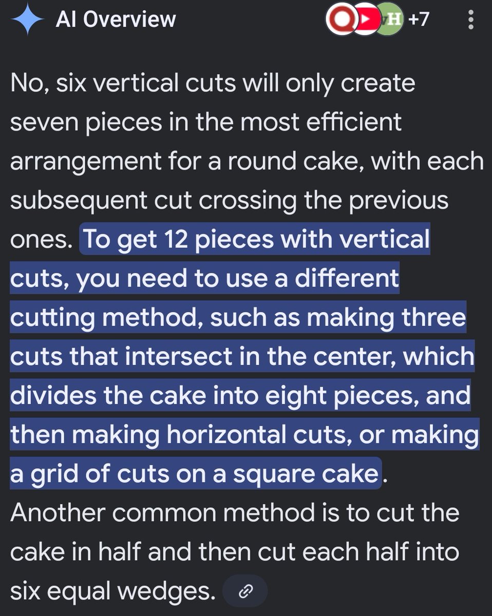 "can I cut a cake into 12 pieces with 6 vertical cuts"