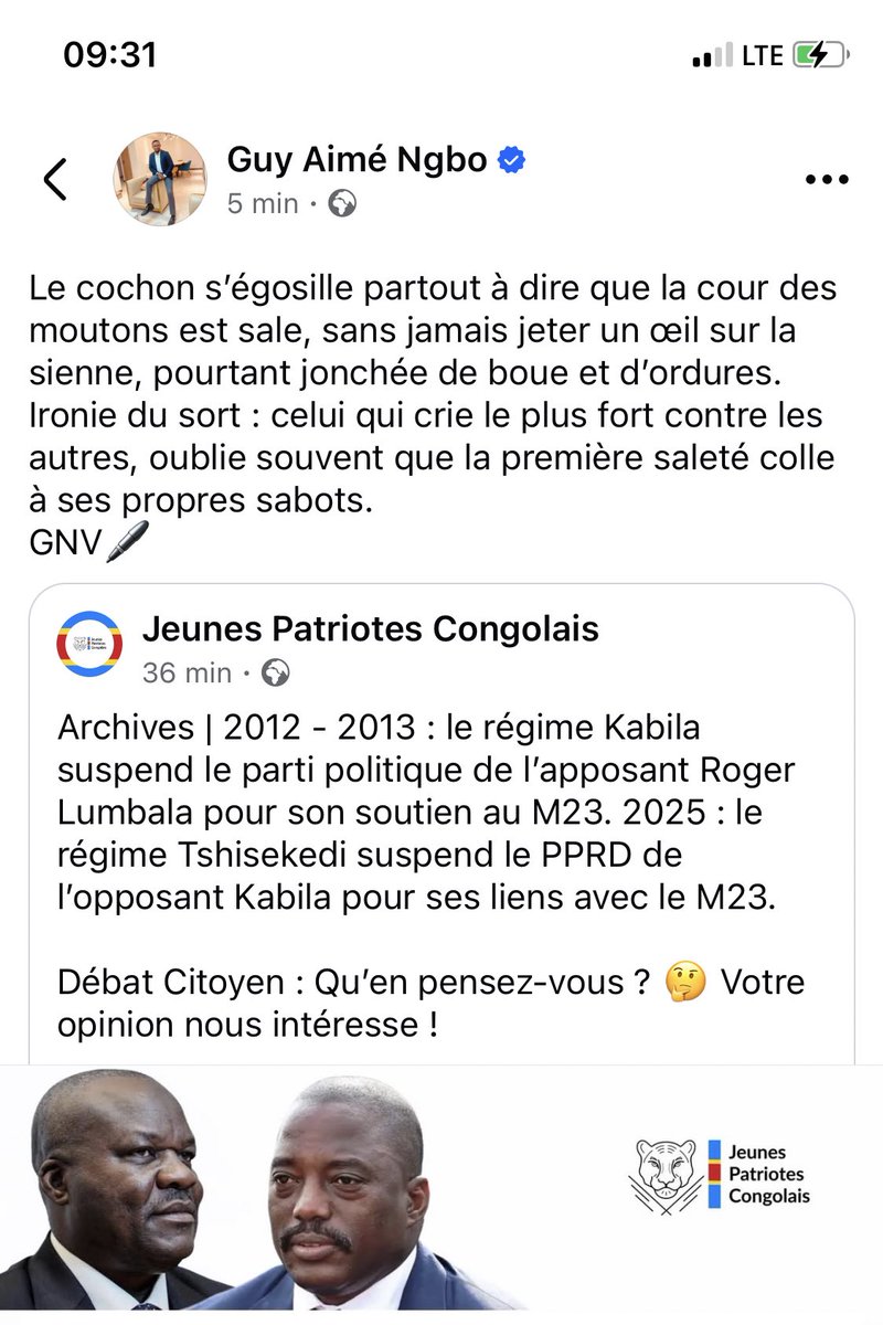 Celui qui crie le plus fort contre les autres, oublie souvent que la première saleté colle à ses propres sabots.
GNV 🖊️