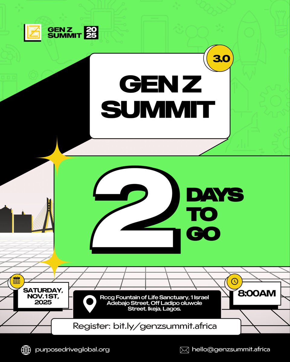 genz_summit's tweet photo. 2 DAYS TO GO!
Now this is very real.
Get ready to connect, learn & grow with Gen Zs shaping the future of Media, Tech & Entrepreneurship.
Get your tickets now before it’s gone 😭→ https://t.co/BmCLe18oOS
#GenZSummit2025 #MTEvolution https://t.co/DhSUdGFGCY