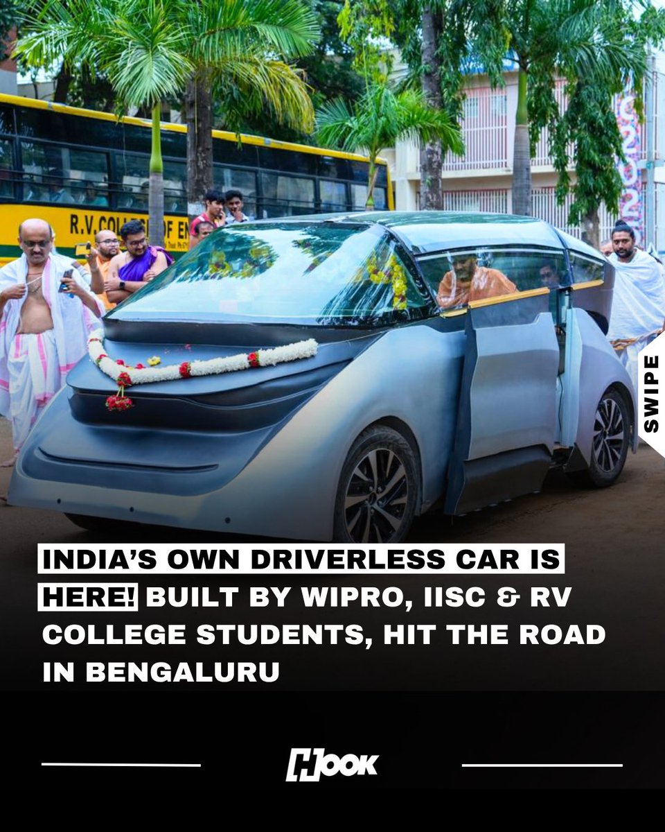 hookonline_'s tweet image. This isn’t just a cool tech demo: it’s India’s step into the autonomous future. Under the WIRIN (Wipro–IISc Research & Innovation Network), teams are developing next-gen tech in AI, robotics, and human–machine interaction.
The car is still in testing, but the project shows how…