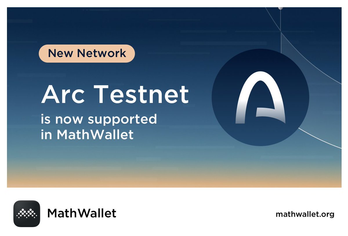 MathWallet_JP's tweet image. MathWallet が Arc Testnet をサポートしました@arc
!

MathWallet を開くと、以下の操作が可能です:

❤️Arc Testnet への切り替え
☑️ウォレットの作成またはインポート
📩送金と入金

$MATH