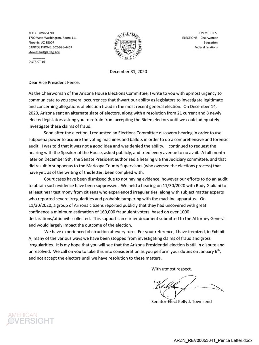 OPEN LETTER TO ARIZONA ATTORNEY GENERAL KRIS MAYES

A call for transparency <a href="/krismayes/">Kris Mayes</a>, the public deserves a full accounting of all communications surrounding Arizona’s alternate-elector activity. Newly reviewed call-detail records (CDRs) and texts reveal a timeline that has